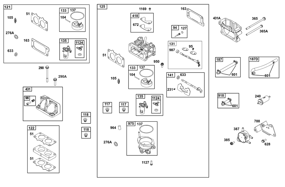Carburetor And Fuel Supply Group Diagram and Parts List for 386447-3314-B5 200000 - 399999 Briggs and Stratton Engine